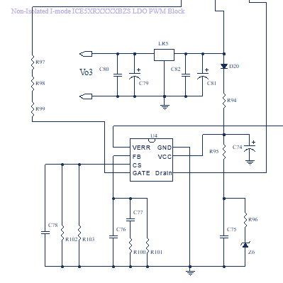Non-Isolated I-mode ICE5XRXXXXBZS LDO PWM Block