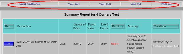 Links to view the components' detail under the condition