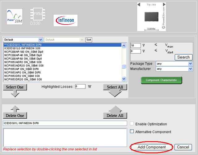 select from component database