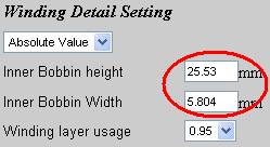 bobbin winding window dimension