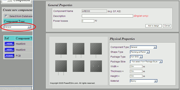 General Component Properties page