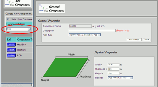 PCB Properties page