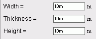 Set dimension by width, thickness and height